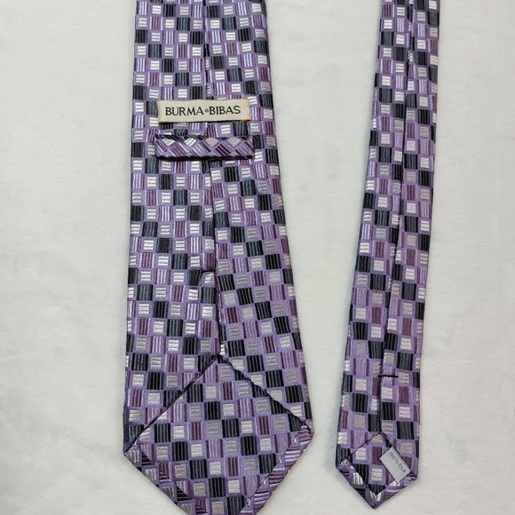 BURMA BIBAS PURPLE 100% SILK TIE - Picture 4 of 5